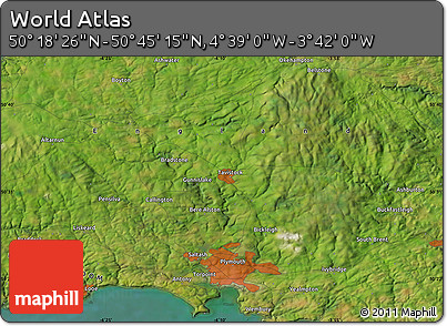 Satellite Map of the Area around 50° 31' 50" N, 4° 10' 30" W