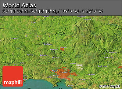 Satellite Map of the Area around 50° 31' 50" N, 4° 10' 30" W