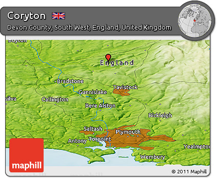 Physical Panoramic Map of Coryton