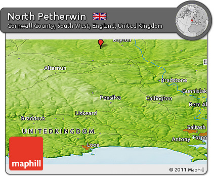 Physical Panoramic Map of North Petherwin