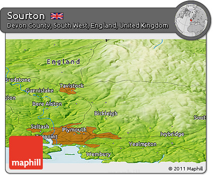 Physical Panoramic Map of Sourton