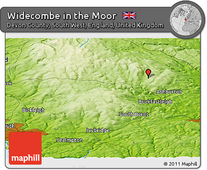 Physical Panoramic Map of Widecombe In the Moor