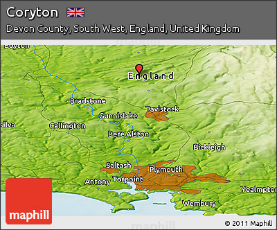 Physical Panoramic Map of Coryton