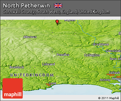 Physical Panoramic Map of North Petherwin