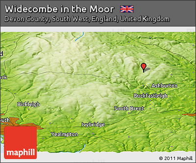 Physical Panoramic Map of Widecombe In the Moor