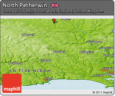 Physical Panoramic Map of North Petherwin