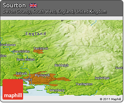 Physical Panoramic Map of Sourton