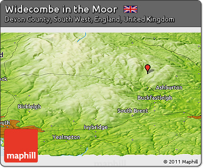 Physical Panoramic Map of Widecombe In the Moor