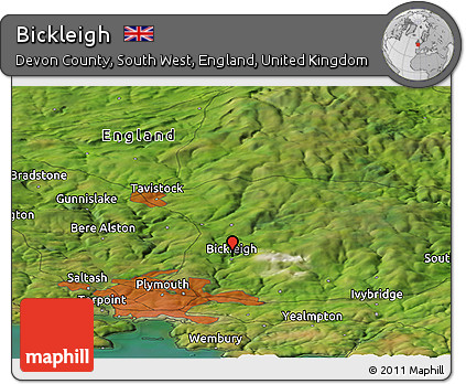 Satellite Panoramic Map of Bickleigh