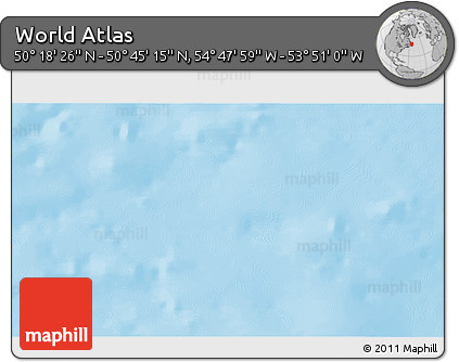 Shaded Relief 3D Map of the Area around 50° 31' 50" N, 54° 19' 30" W