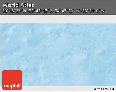 Shaded Relief 3D Map of the Area around 50° 31' 50" N, 54° 19' 30" W
