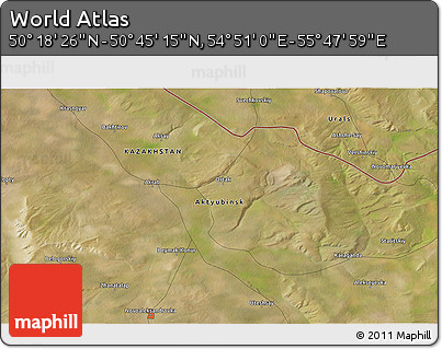Satellite 3D Map of the Area around 50° 31' 50" N, 55° 19' 30" E