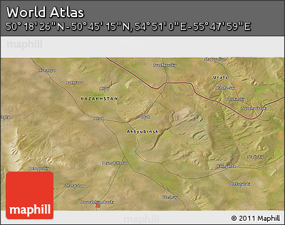 Satellite 3D Map of the Area around 50° 31' 50" N, 55° 19' 30" E