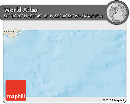 Shaded Relief 3D Map of the Area around 50° 31' 50" N, 55° 10' 29" W
