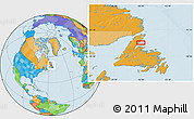 Political Location Map of the area around 50° 31' 50" N, 56° 1' 29" W
