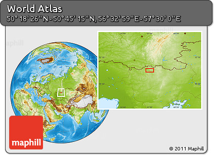 Physical Location Map of the Area around 50° 31' 50" N, 57° 1' 29" E
