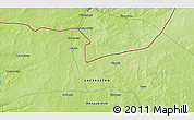 Physical 3D Map of the area around 50° 31' 50" N, 59° 34' 30" E
