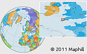 Political Location Map of the area around 50° 31' 50" N, 5° 1' 30" W