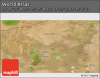 Satellite 3D Map of the Area around 50° 31' 50" N, 61° 16' 29" E