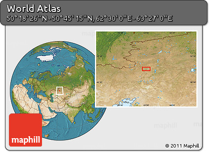Satellite Location Map of the Area around 50° 31' 50" N, 62° 58' 30" E