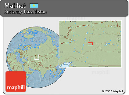 Savanna Style Location Map of Makhat, hill shading