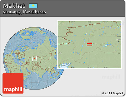 Savanna Style Location Map of Makhat, hill shading