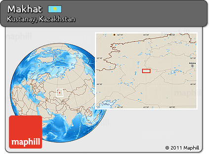 Shaded Relief Location Map of Makhat