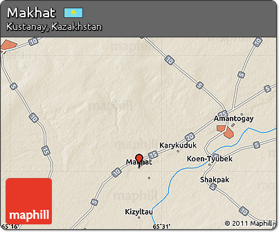 Shaded Relief Map of Makhat