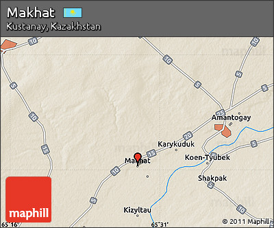 Shaded Relief Map of Makhat