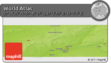 Physical Panoramic Map of the Area around 50° 31' 50" N, 65° 31' 30" E