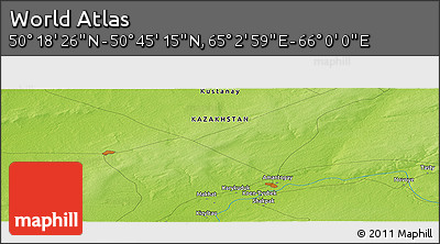 Physical Panoramic Map of the Area around 50° 31' 50" N, 65° 31' 30" E