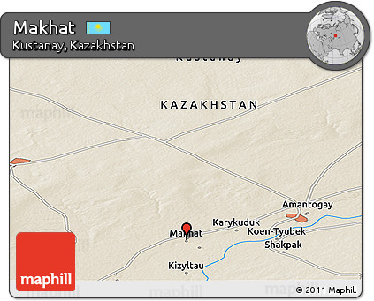 Shaded Relief Panoramic Map of Makhat