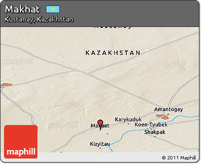 Shaded Relief Panoramic Map of Makhat