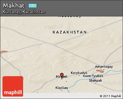 Shaded Relief Panoramic Map of Makhat