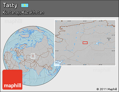 Gray Location Map of Tasty, hill shading
