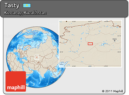 Shaded Relief Location Map of Tasty