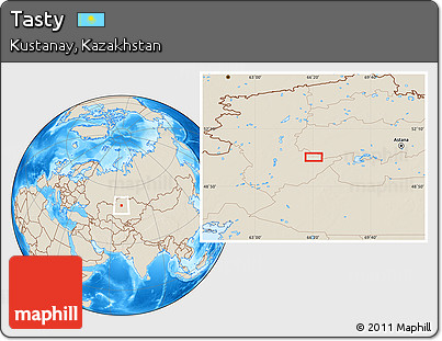 Shaded Relief Location Map of Tasty