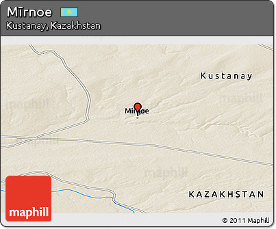 Shaded Relief Panoramic Map of Mīrnoe