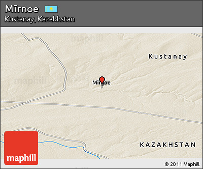 Shaded Relief Panoramic Map of Mīrnoe