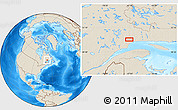 Shaded Relief Location Map of the area around 50° 31' 50" N, 67° 4' 29" W
