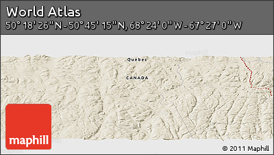 Shaded Relief Panoramic Map of the Area around 50° 31' 50" N, 67° 55' 30" W