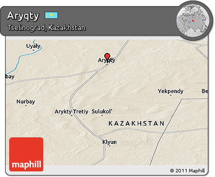 Shaded Relief Panoramic Map of Aryqty