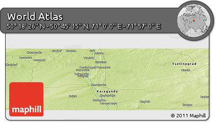 Physical Panoramic Map of the Area around 50° 31' 50" N, 71° 28' 29" E