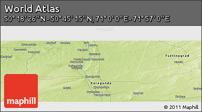 Physical Panoramic Map of the Area around 50° 31' 50" N, 71° 28' 29" E