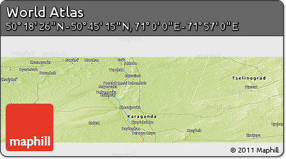 Physical Panoramic Map of the Area around 50° 31' 50" N, 71° 28' 29" E