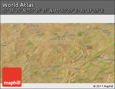 Satellite 3D Map of the Area around 50° 31' 50" N, 72° 19' 29" E