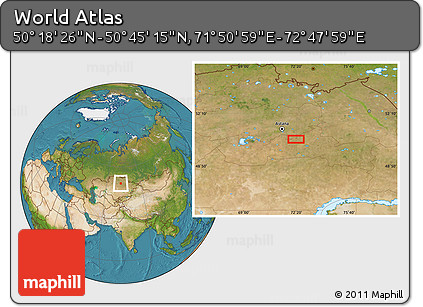 Satellite Location Map of the Area around 50° 31' 50" N, 72° 19' 29" E