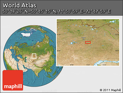 Satellite Location Map of the Area around 50° 31' 50" N, 72° 19' 29" E