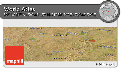 Satellite Panoramic Map of the Area around 50° 31' 50" N, 72° 19' 29" E