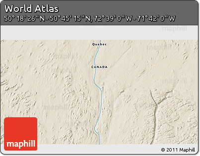 Shaded Relief 3D Map of the Area around 50° 31' 50" N, 72° 10' 30" W